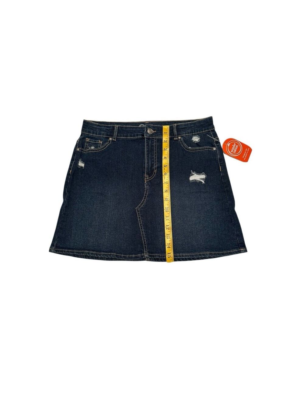 Wonder Nation Destructed Dark Blue Denim Skirt GIRLS Size XXL 18 NEW NWT Zipper - Picture 7 of 12